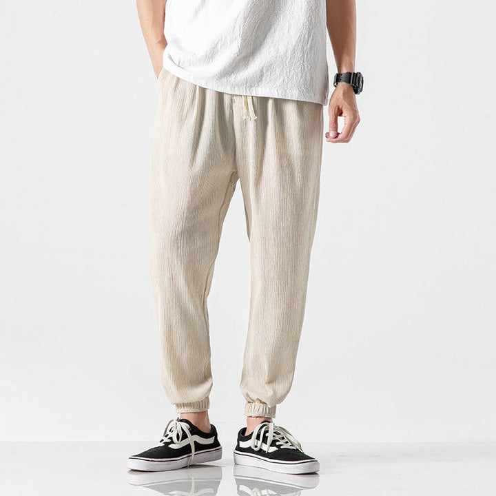 Men's Linen Blend Joggers – Lightweight Tapered Summer Trousers – view 5