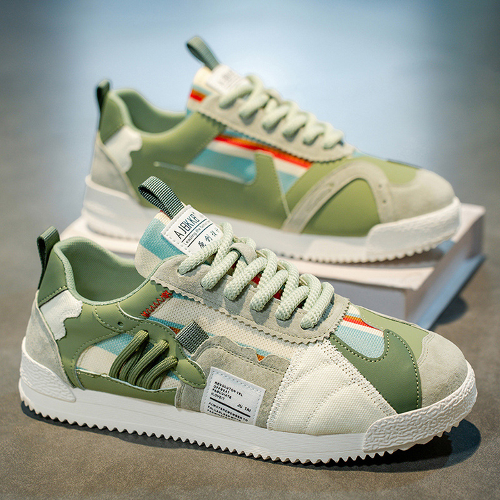 Men's Retro Sneakers – Colour-Block Suede Trainers – view 8