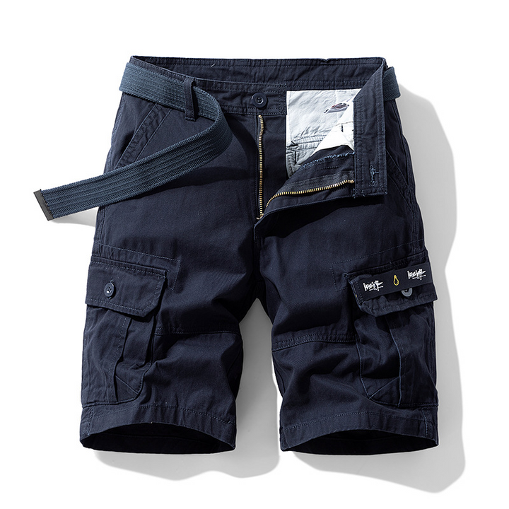 Men's Cotton Canvas Cargo Shorts – Relaxed Belted Fit – view 5