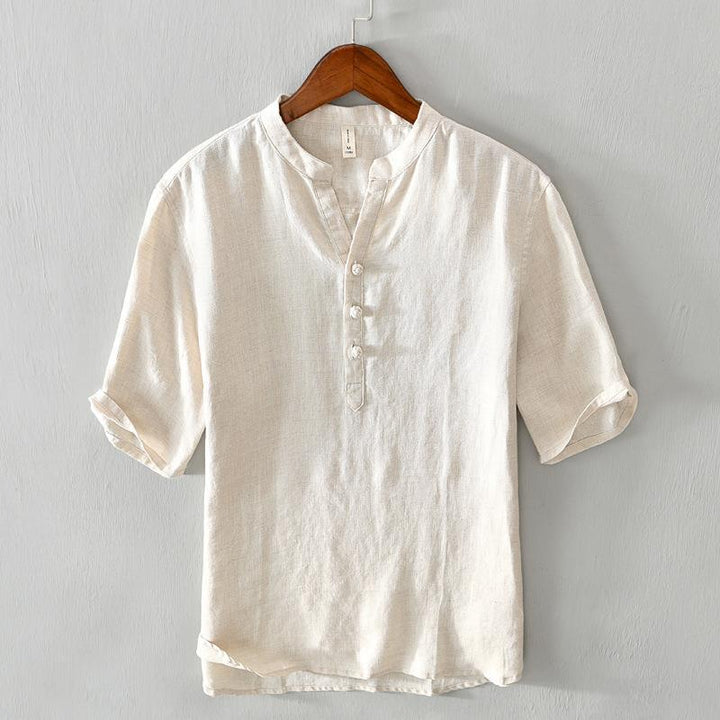 Romeo Men's Linen Shirt – Grandad Collar Summer Essential – view 3