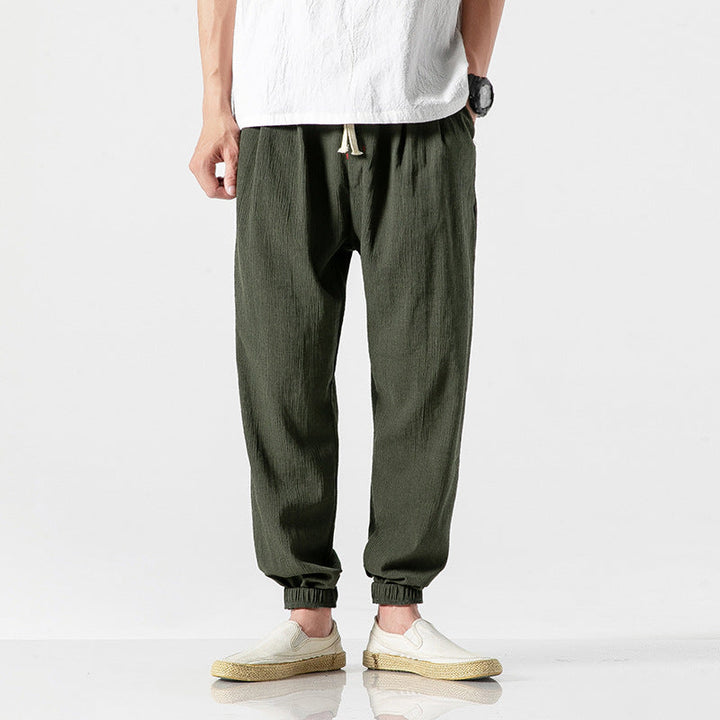 Men's Linen Blend Joggers – Lightweight Tapered Summer Trousers – view 6