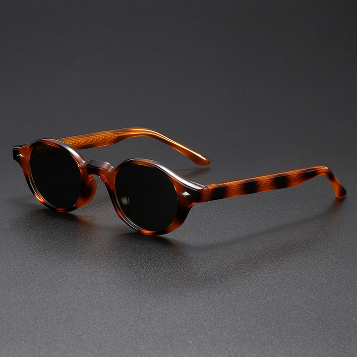 Men's Retro Oval Sunglasses – Lightweight UV400 Acetate Frame – Tortoise Shell