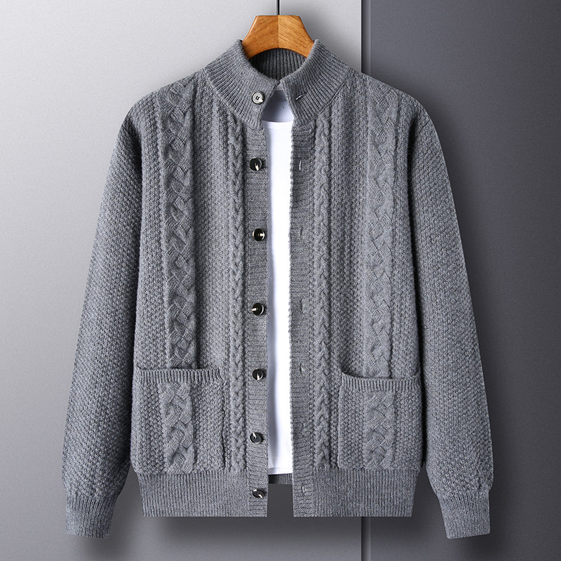 Men's Wool-Blend Knit Cardigan – Mock Neck Heritage Style – view 6