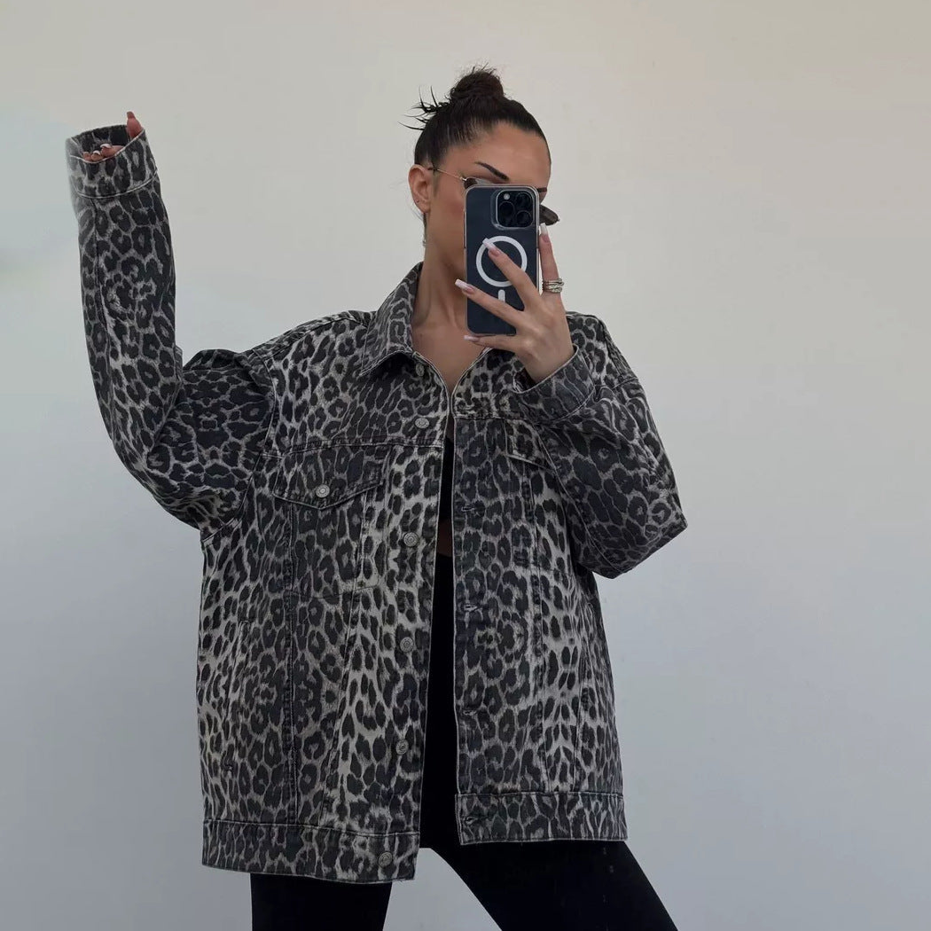 Women's Cotton Animal Print Denim Jacket – Relaxed Statement – view 4
