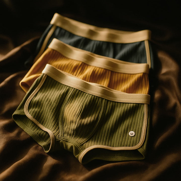 Men's Organic Cotton Boxer Briefs Set – Ribbed Comfort Fit – Multicolour
