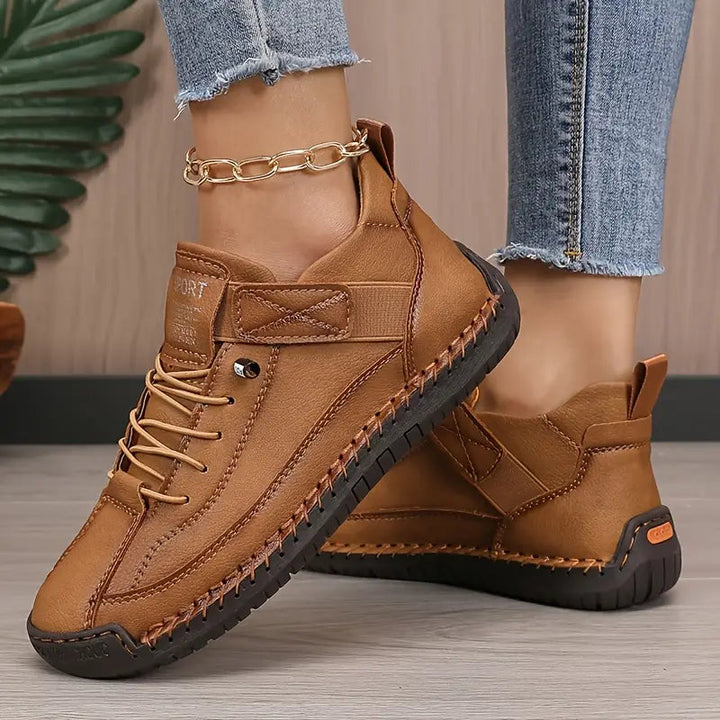 Women's Leather Orthopedic Flats - All-Day Support & Easy On/Off