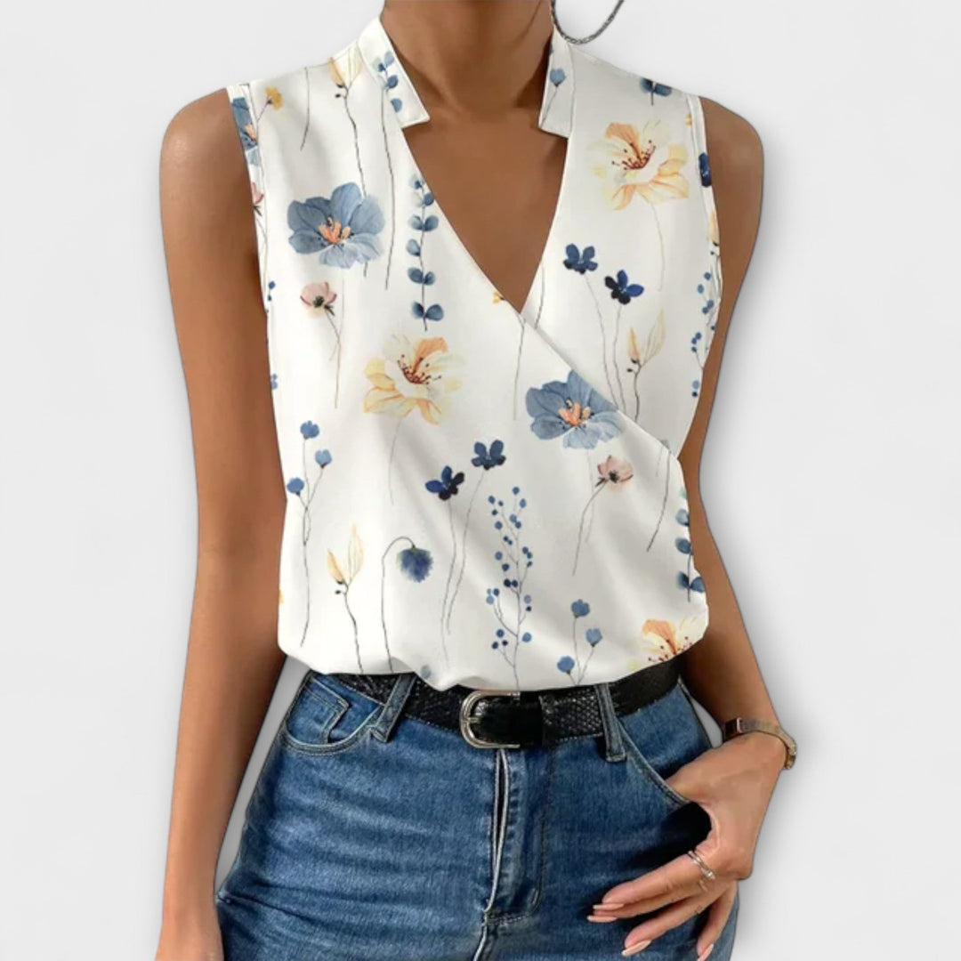 Women's V-Neck Blouse - Effortless Summer Casual Elegance