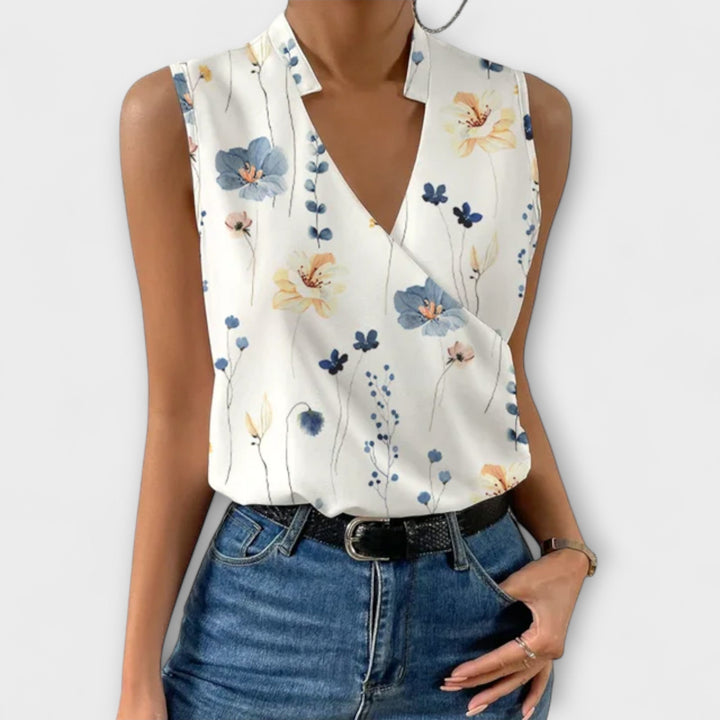 Women's V-Neck Blouse - Effortless Summer Casual Elegance