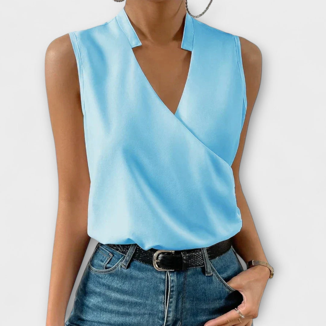 Women's V-Neck Blouse - Effortless Summer Casual Elegance