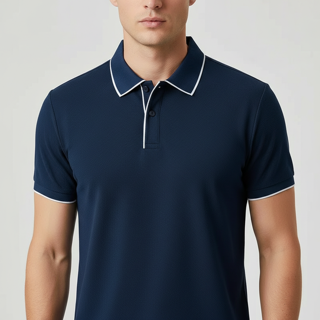 Men's Textured Knit Polo Shirt – Breathable Stretch Performance Polo – view 9