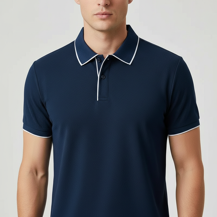 Men's Textured Knit Polo Shirt – Breathable Stretch Performance Polo – view 9