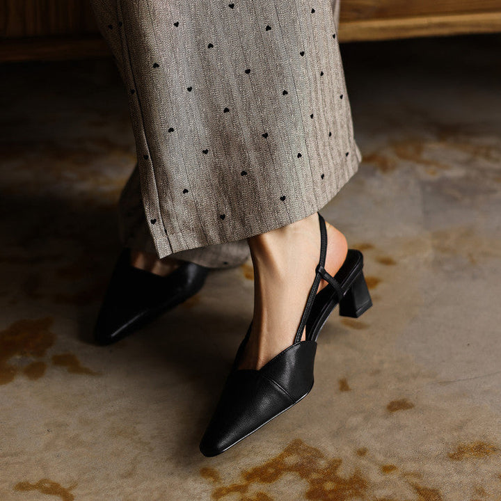 Women's Genuine Leather Slingback Heels - Polished All-Day Wear