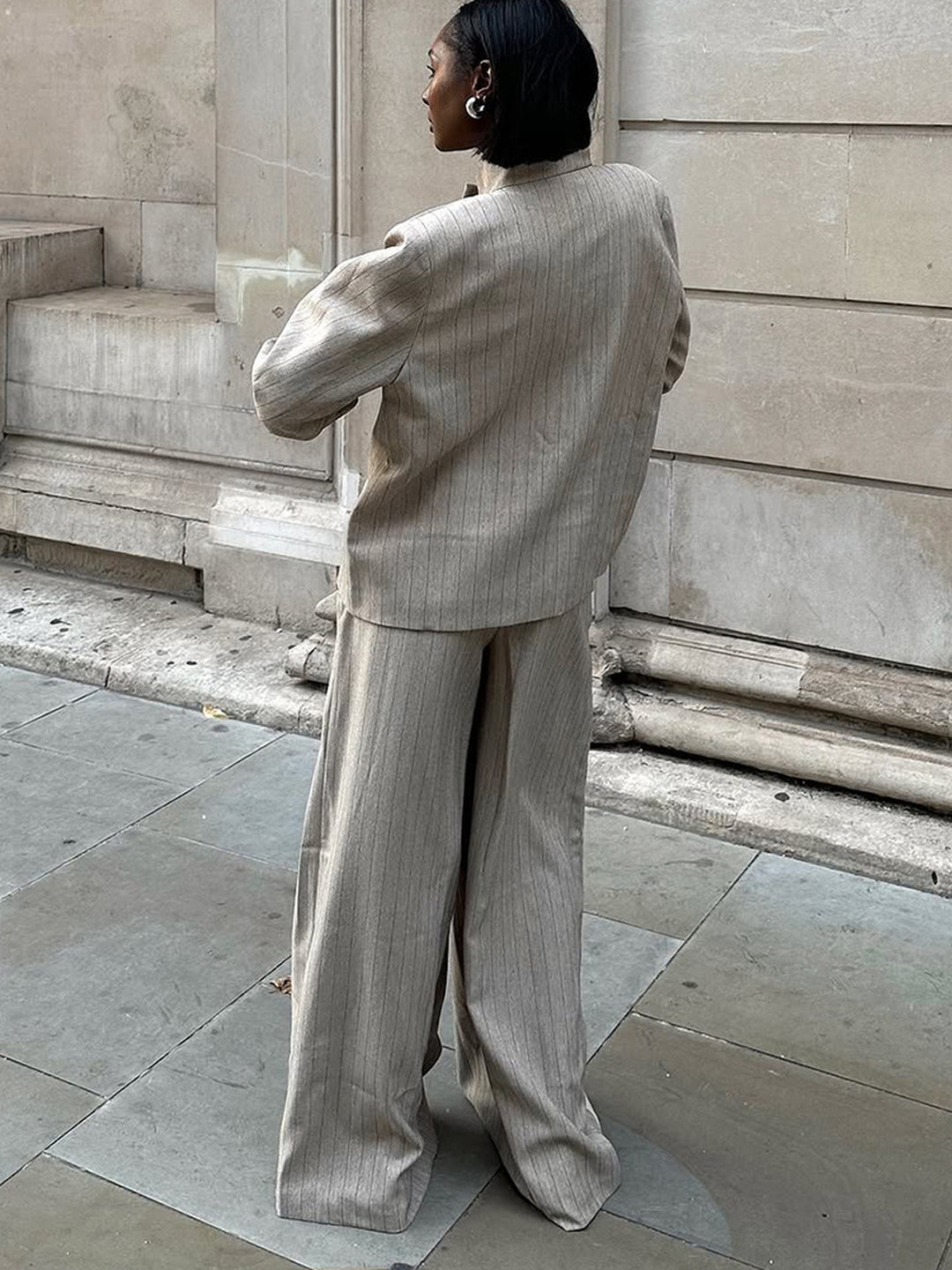 British Pinstripe Lapel Suit Set