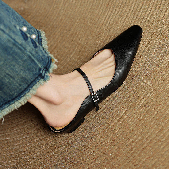 Women's Vintage Leather Mules - Classic Mary Jane Style