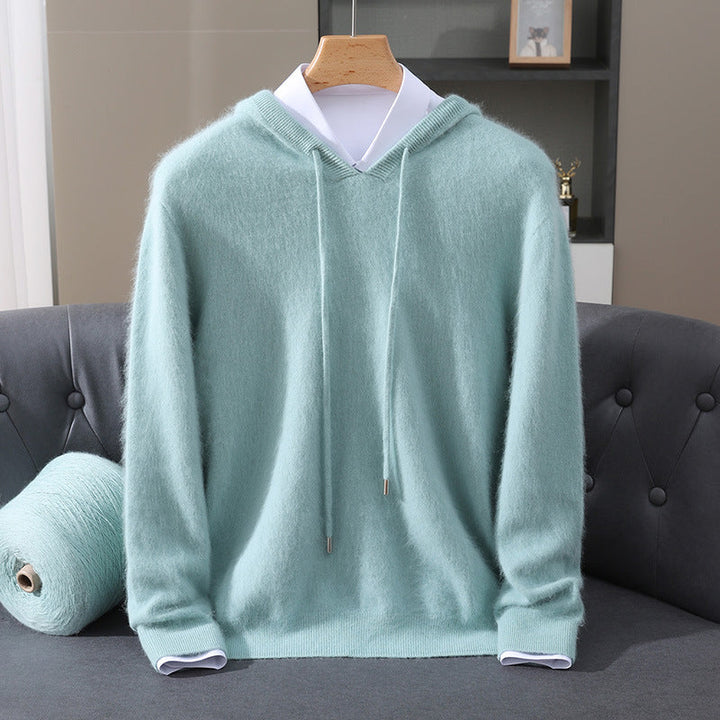 Men's Cashmere Hoodie - Luxe Soft Hooded Pullover – Teal