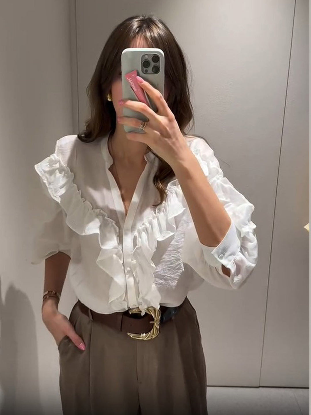 Layered Ruffle Chiffon Blouse