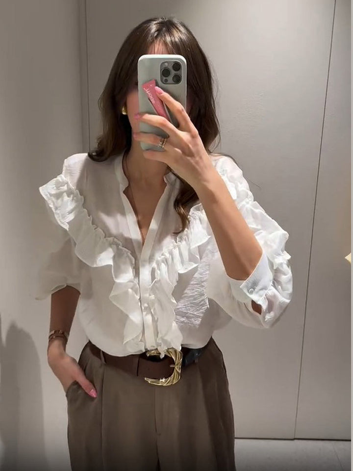 Layered Ruffle Chiffon Blouse