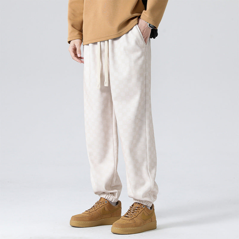 Men's Checkerboard Wide-Leg Joggers – Relaxed Everyday Sweatpants – view 9