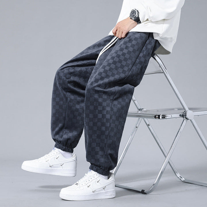 Men's Checkerboard Wide-Leg Joggers – Relaxed Everyday Sweatpants – view 4