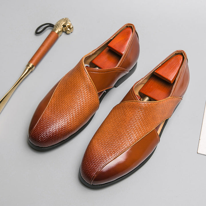 Men's Leather Cross-Strap Loafers – Smart Casual Slip-On Shoes – view 4
