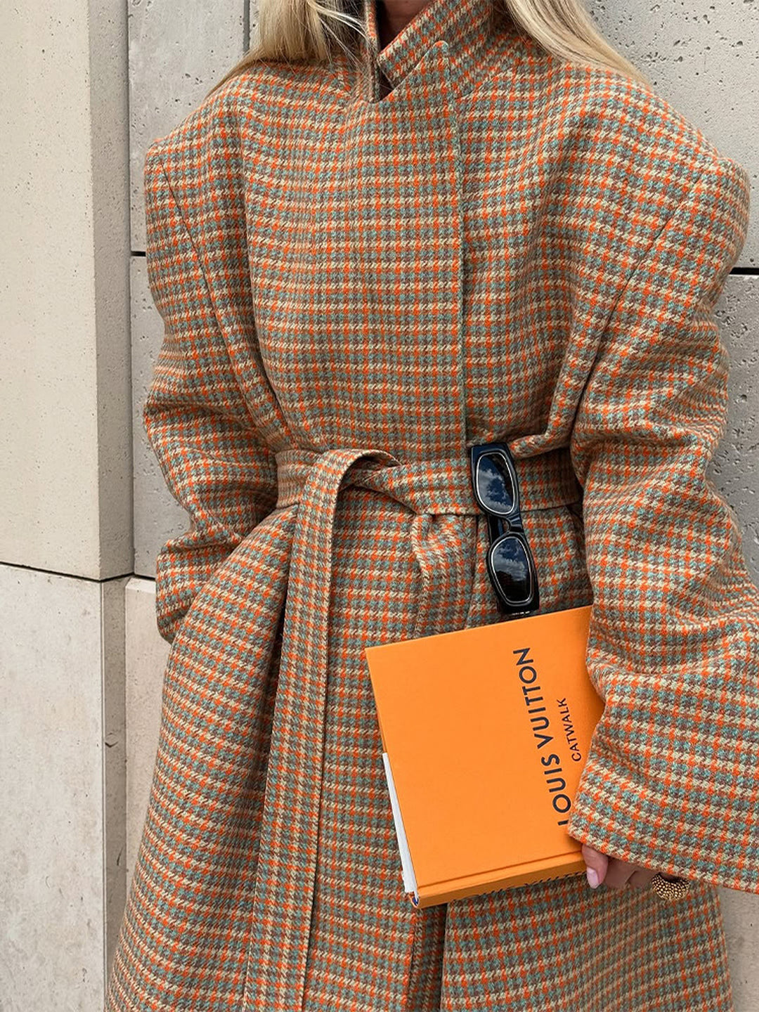 Plaid Woolen Belted Coat