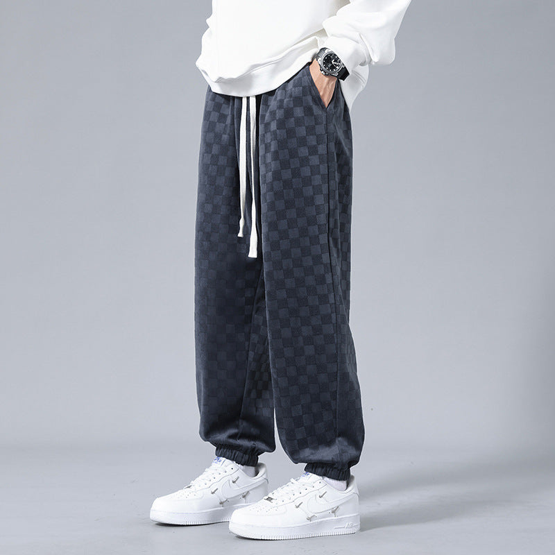 Men's Checkerboard Wide-Leg Joggers – Relaxed Everyday Sweatpants