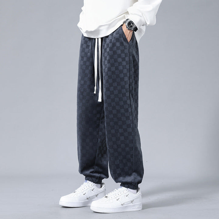 Men's Checkerboard Wide-Leg Joggers – Relaxed Everyday Sweatpants