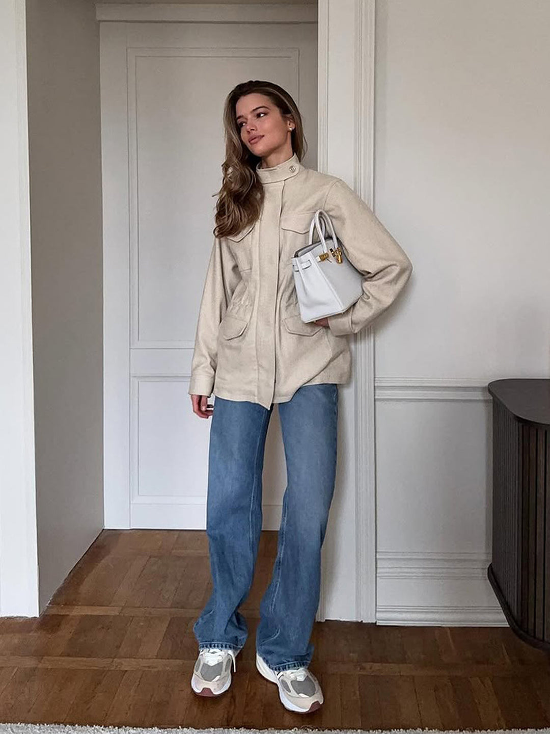 French Retro Elastic-Waist Trench