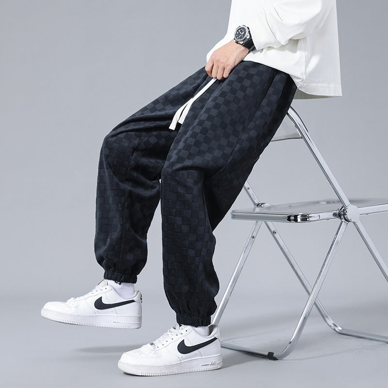 Men's Checkerboard Wide-Leg Joggers – Relaxed Everyday Sweatpants – view 8