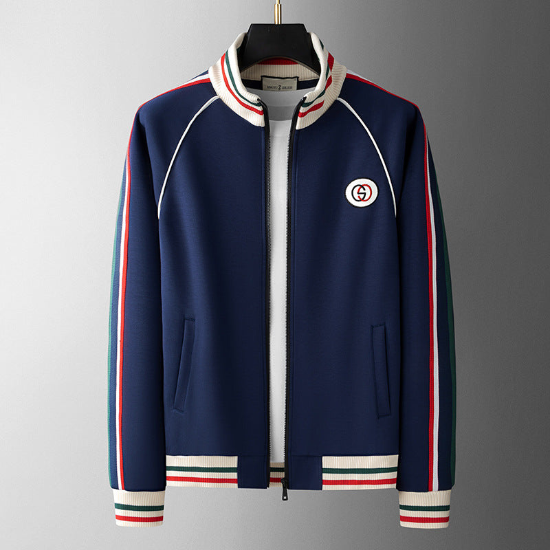 Men's Striped Zip Tracksuit Set – Stretch Knit Two-Piece – view 2