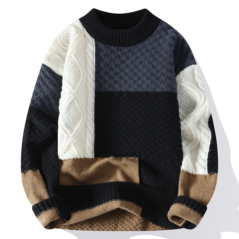 Men's Wool Blend Colour Block Jumper – Patterned Knit – view 7