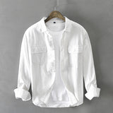 Men's Linen Shirt with Flap Pockets – Breathable All-Season Style