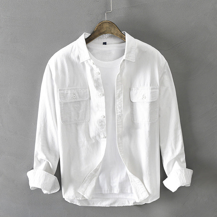 Men's Linen Shirt with Flap Pockets – Breathable All-Season Style