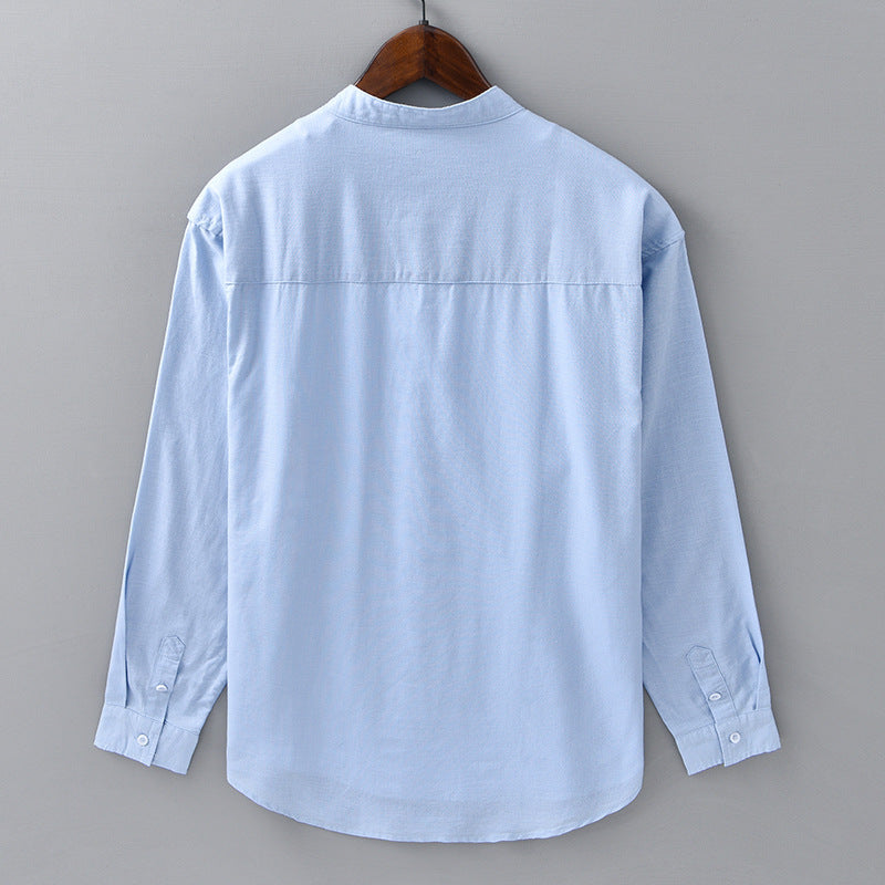 Men's Linen Grandad Collar Shirt – Minimalist Summer Style – view 2