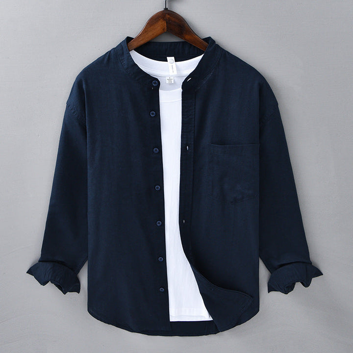 Men's Linen Grandad Collar Shirt – Minimalist Summer Style – view 7