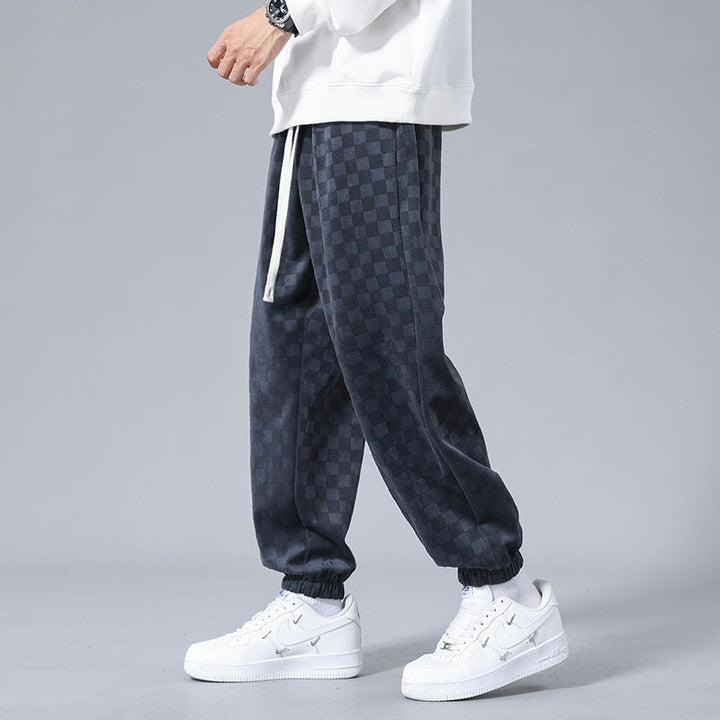 Men's Checkerboard Wide-Leg Joggers – Relaxed Everyday Sweatpants – view 3