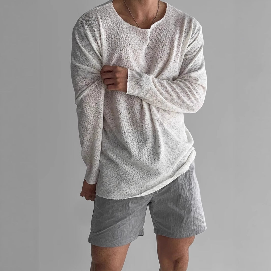 Men's Textured Knit Jumper – Relaxed Drop-Shoulder Layer – view 5
