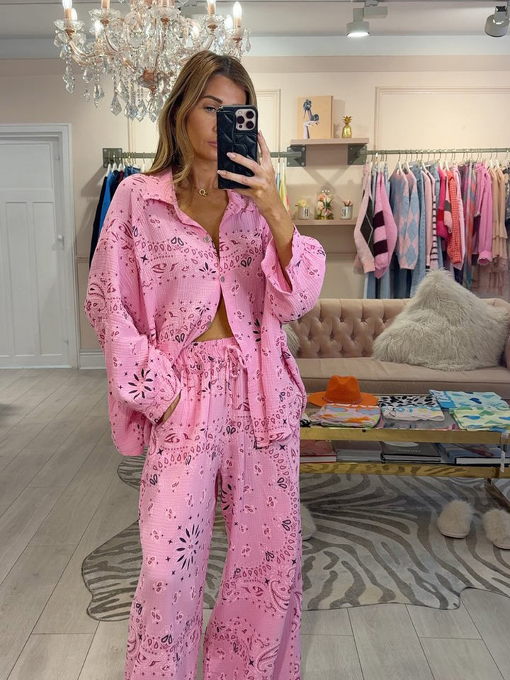 Korean Printed Shirt & Pants Set