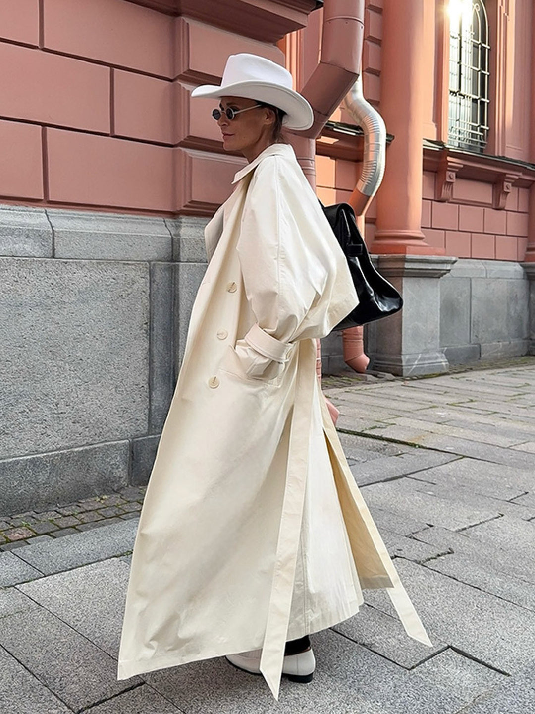 Hepburn Slim Belted Long Trench