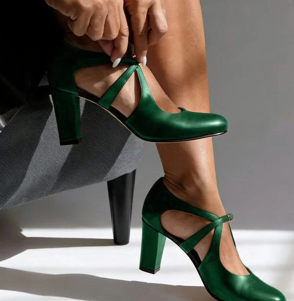 Women's Camille Genuine Leather Comfort Heels - All-Day Elegance
