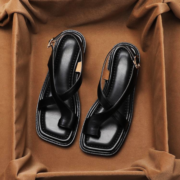 Women's Italian Leather Sandals – Cushioned Low Heel Comfort – view 7