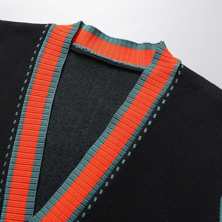 Men's Wool-Blend Cardigan – Contrast Trim Knit Jumper – view 6