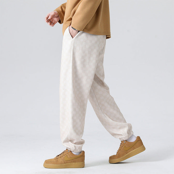 Men's Checkerboard Wide-Leg Joggers – Relaxed Everyday Sweatpants – view 12