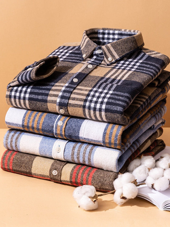 Men's Brushed Cotton Flannel Shirt – Classic Plaid Button-Down – view 5
