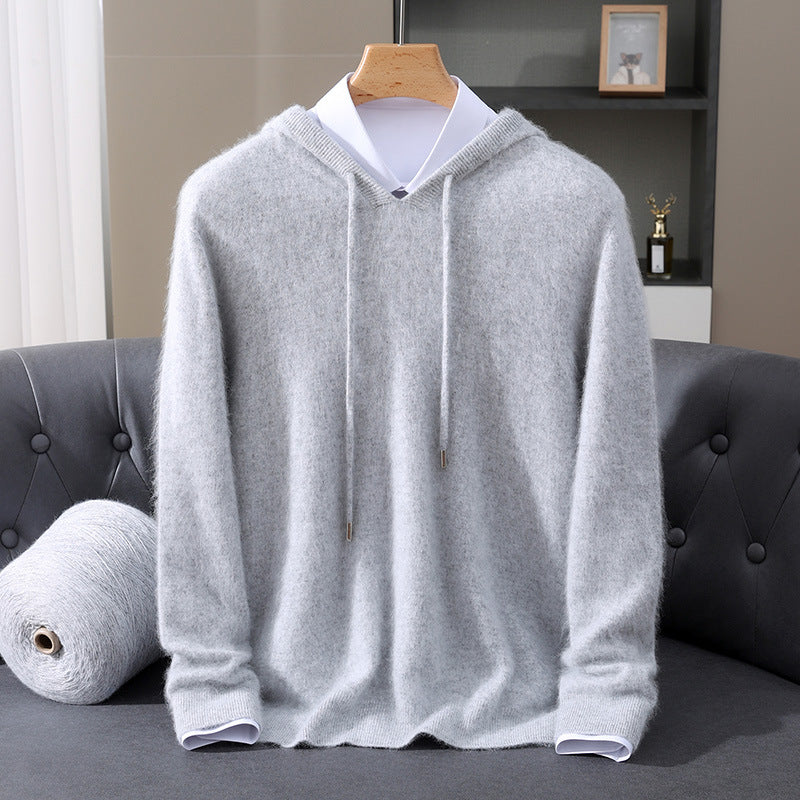 Men's Cashmere Hoodie - Luxe Soft Hooded Pullover – Grey