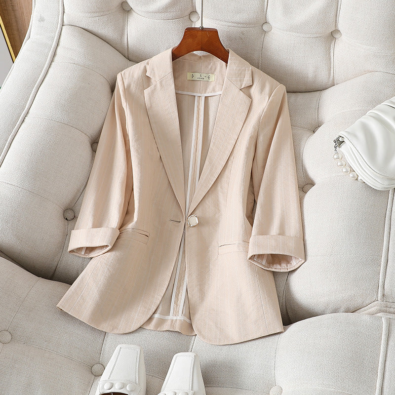 Women's Linen Blazer – Single-Button Tailoring, Work to Weekend