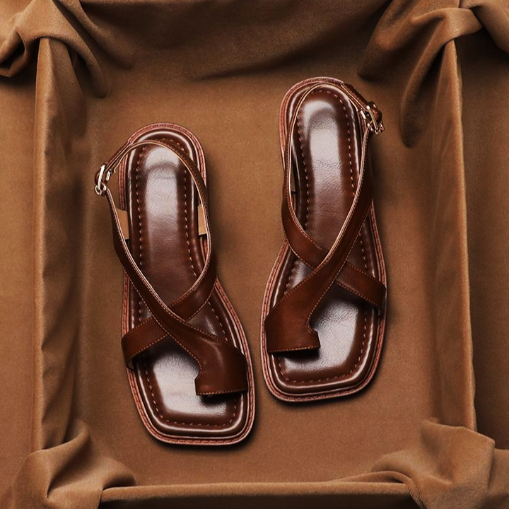 Women's Italian Leather Sandals – Cushioned Low Heel Comfort – view 4