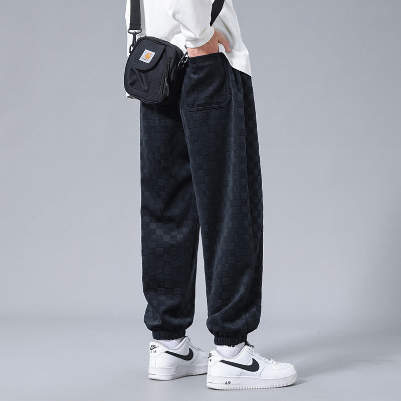 Men's Checkerboard Wide-Leg Joggers – Relaxed Everyday Sweatpants – view 7