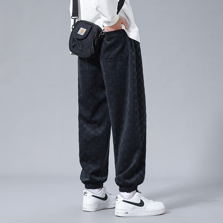 Men's Checkerboard Wide-Leg Joggers – Relaxed Everyday Sweatpants – view 7