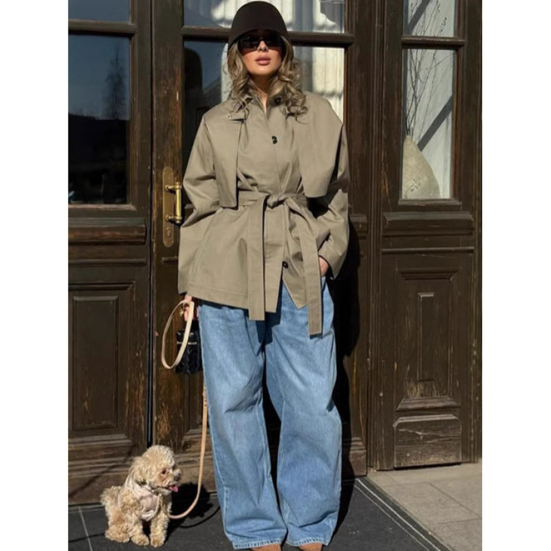 Belted Short Trench Coat